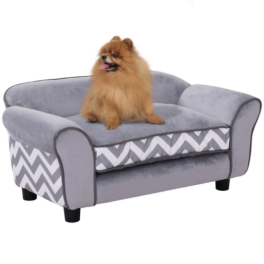 Dog Sofa Cat Couch Bed for XS Dogs with Removable Sponge Cushion - Grey