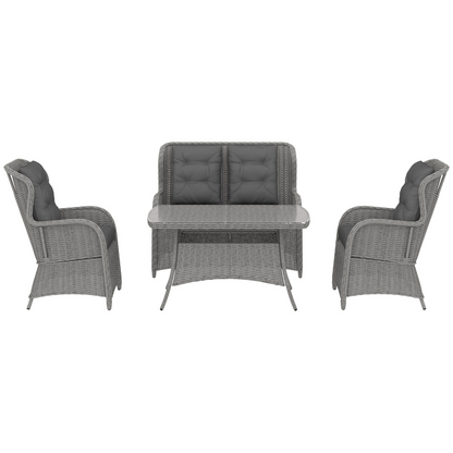 Outsunny 4 PCs Outdoor Rattan Sofa Set, Wicker Sectional Sofa Set Light Grey