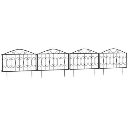 Decorative Garden Fencing 4PCs Metal Border Edging