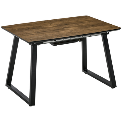 Extendable Dining Table Rectangular Wood Effect Tabletop with Metal Frame