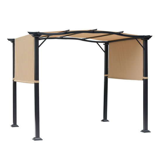 Retractable Pergola Garden Gazebo  3x2.45x2.3m, Khaki