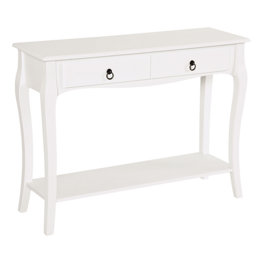 Console Table Storage Display Desk with 2 Drawers-Ivory White