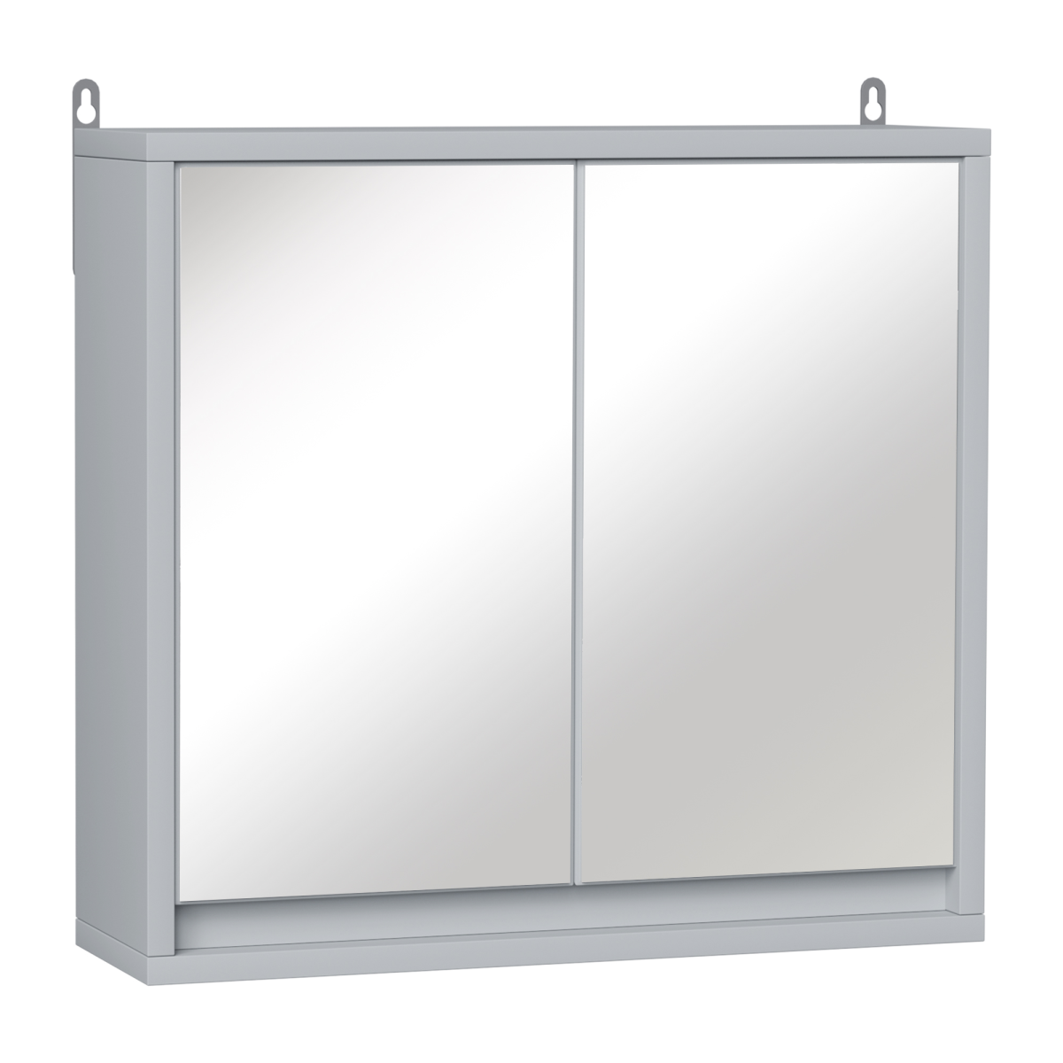 Wall Mounted Mirror Cabinet with Storage Shelf Bathroom Cupboard Grey