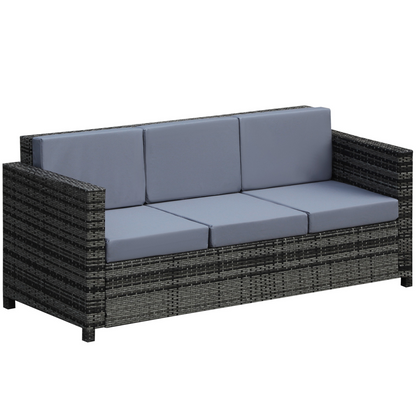 3-Seater Weather Resistant Outdoor Garden Rattan Sofa Grey