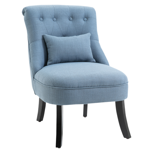 Fabric Single Sofa Dining Chair Upholstered with Pillow Solid Wood Leg Living Room