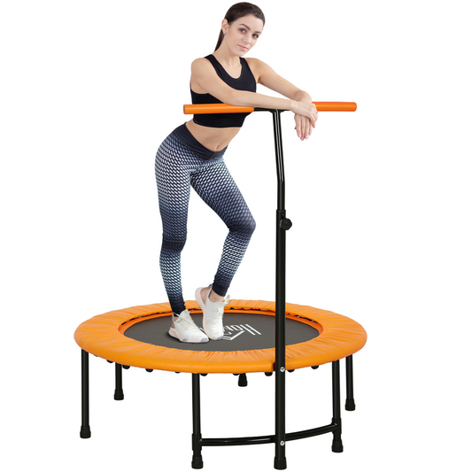 HOMCOM 40'' Mini Trampoline Adult Rebounder Jumper with Handle Fitness Orange