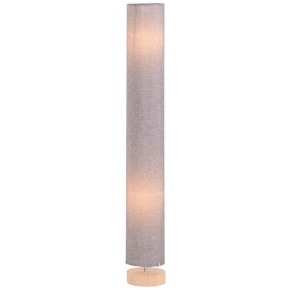 120H cm Wooden Base Floor Lamp W/Linen Fabric-Grey