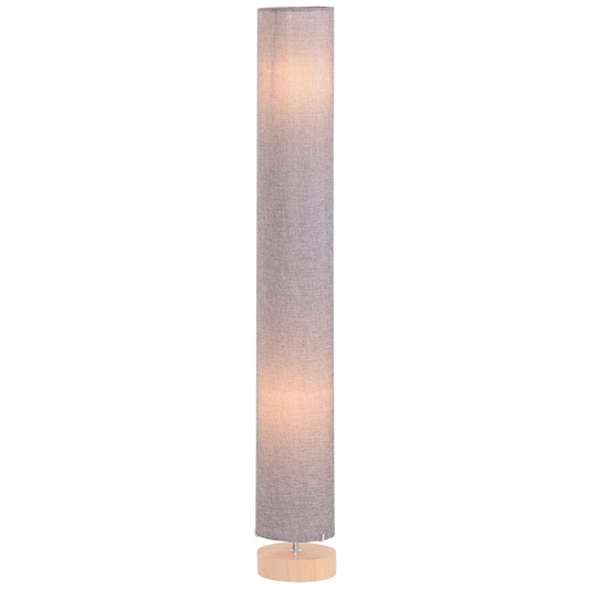 120H cm Wooden Base Floor Lamp with Linen Fabric-Grey
