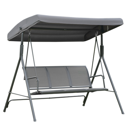 3 Seater Garden Swing Chair Grey Hammock Canopy Patio Outdoor Bench