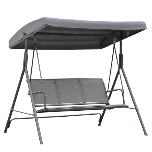 3 Seater Garden Swing Chair Grey Hammock Canopy Patio Outdoor Bench