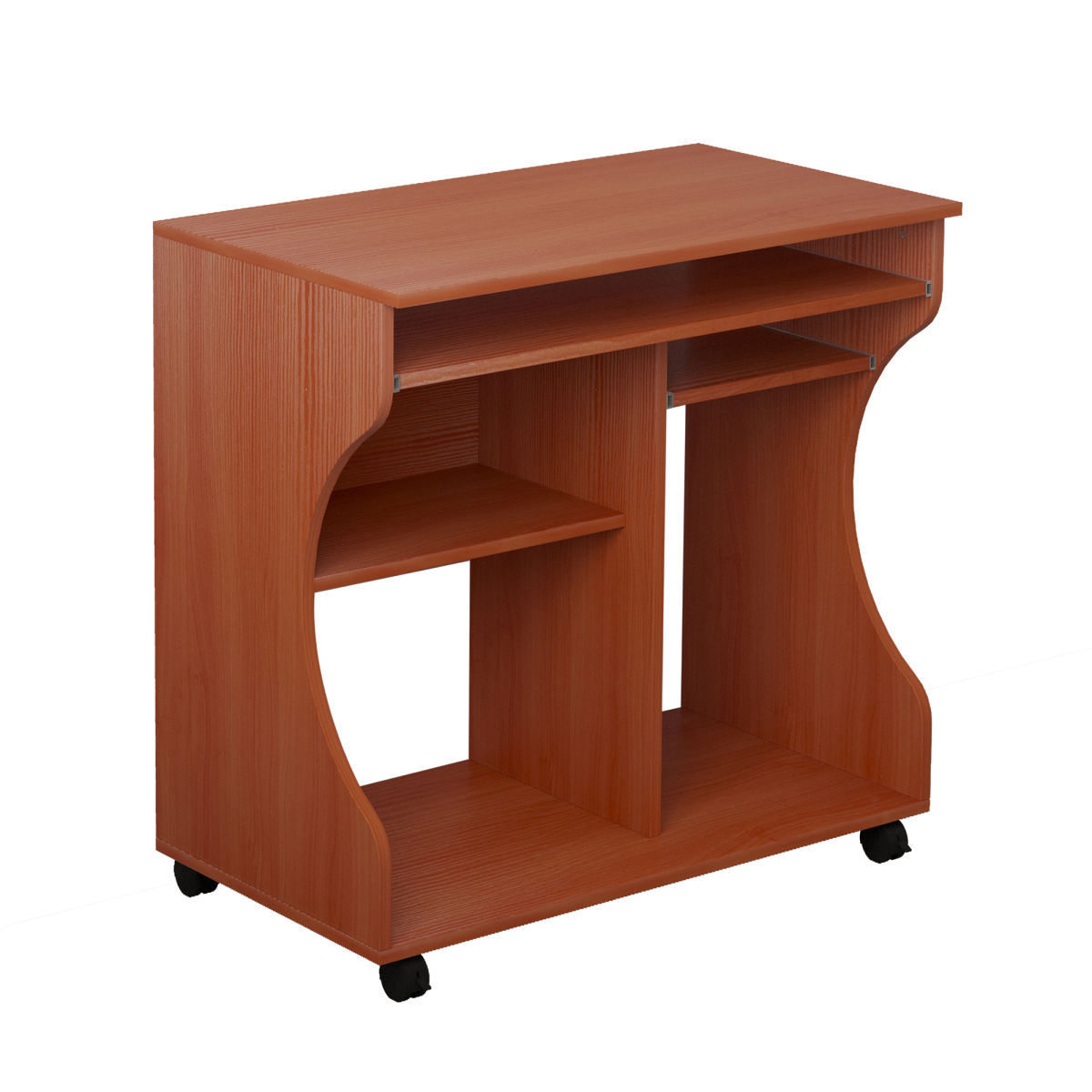 Computer Desk Laptop Writing Table Storage Shelf Workstation Wheels-Cherry Wood