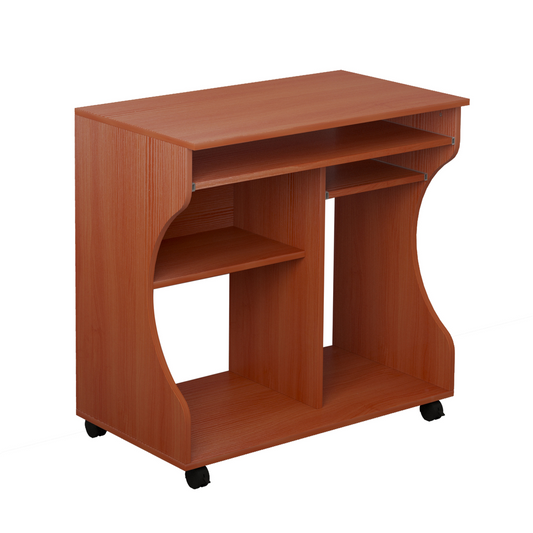Computer Desk Laptop Writing Table Storage Shelf Workstation Wheels-Cherry Wood