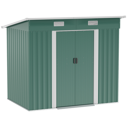 7 x 4ft Outdoor Garden Metal Storage Shed, Green