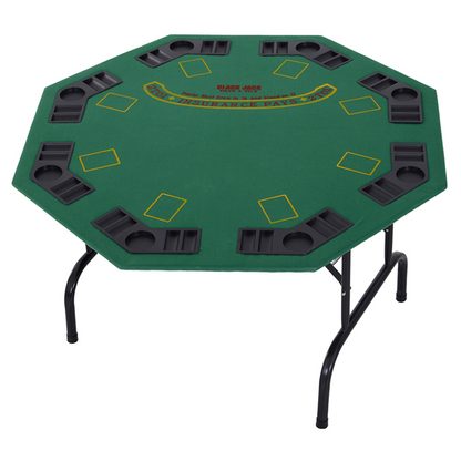 8 Player Folding Games Poker Table Chip Cup Holder Steel Base Felt  HOMCOM