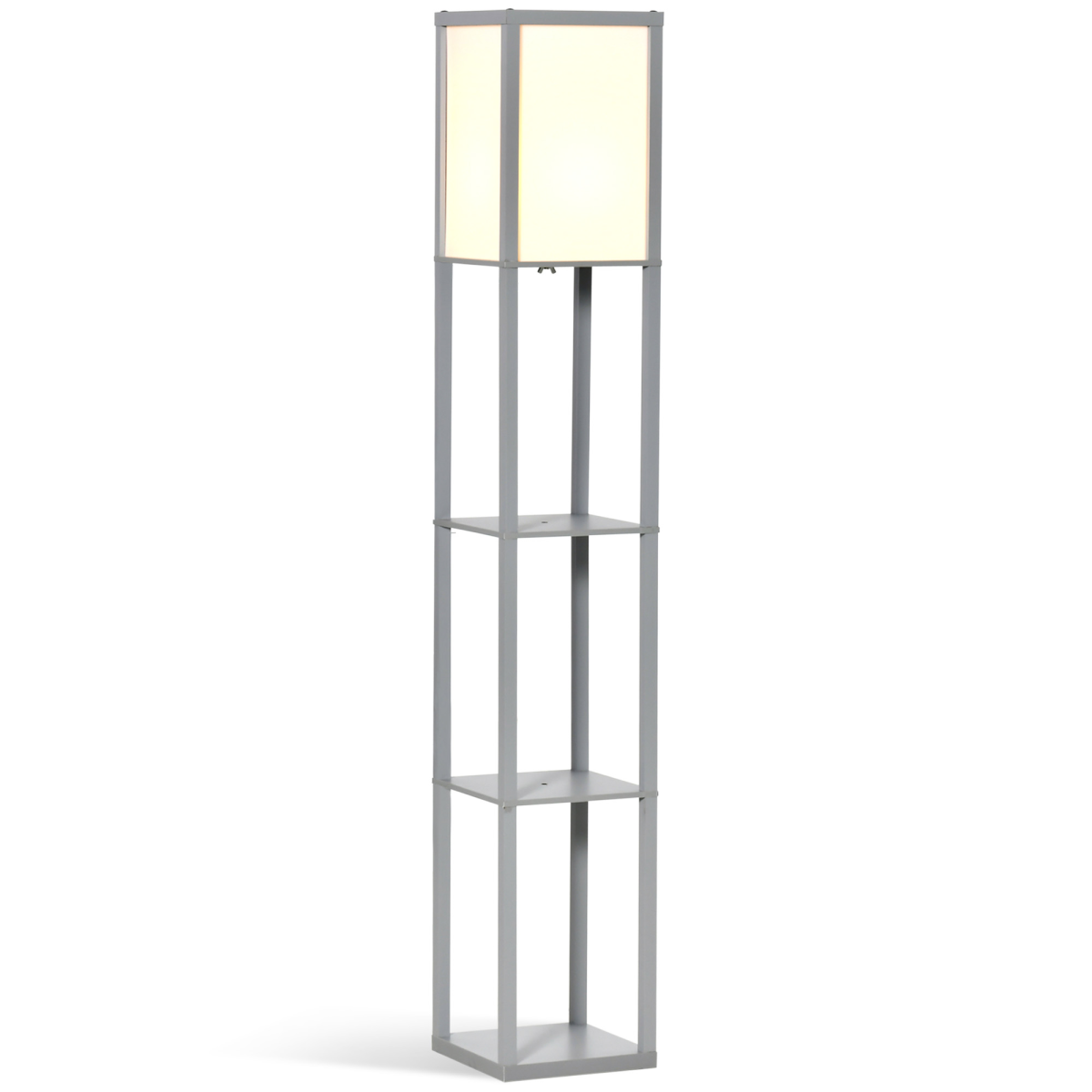 4-Tier Floor Lamp, Floor Light with Storage Shelf, Grey 3-Tier