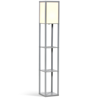 4-Tier Floor Lamp, Floor Light with Storage Shelf, Grey 3-Tier