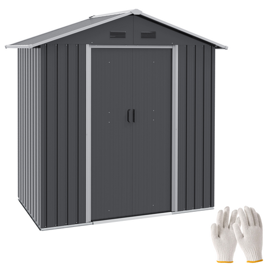 Outsunny 6.5x3.5ft Metal Garden Shed for Garden and Outdoor Storage, Dark Grey