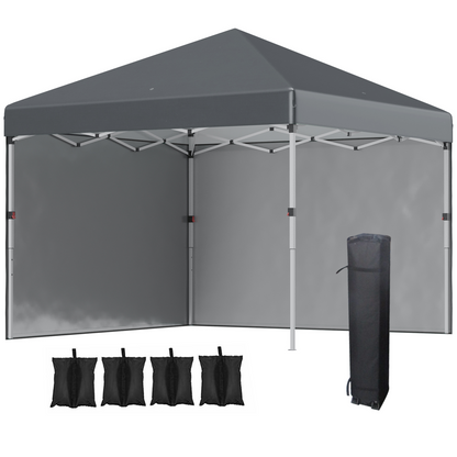 3 x 3 (M) Pop Up Gazebo Event Shelter with 2 Sidewalls, Weight Bags, Dark Grey