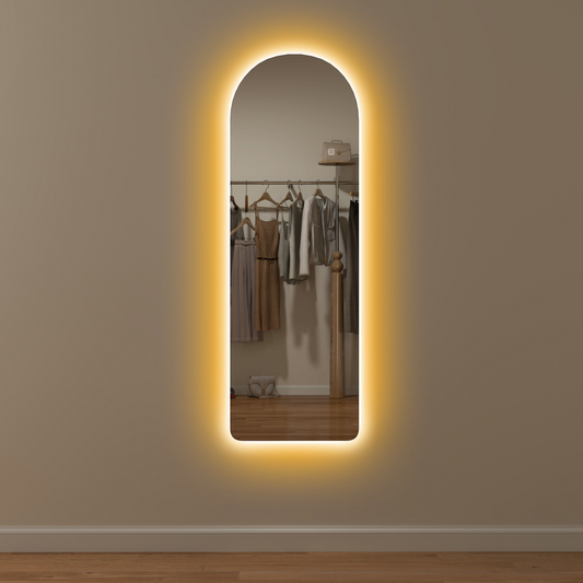 HOMCOM Full Length Wall Mirror with Lights Dimming and 3 Colour Adjustable