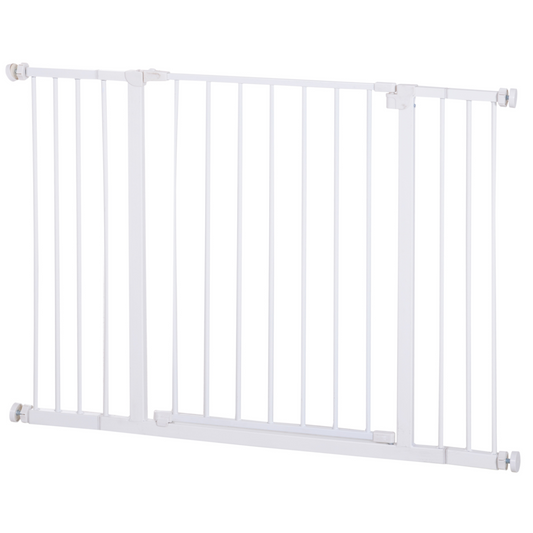 Pressure Fit Dog Gate Pet Barrier for stairs doorway, 76-107cm Width White