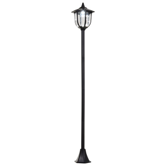 1.77m Tall Free-Standing ABS Garden Solar LED Lamp Post Black