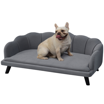 PawHut Dog Sofa, Pet Couch Bed for Medium, Large Dogs w/ Legs, Cushion - Grey