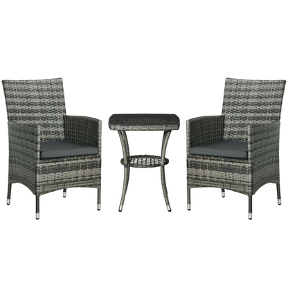 2 Seater GardenRattan Furniture Bistro Set Table Set Conservatory, Light Grey