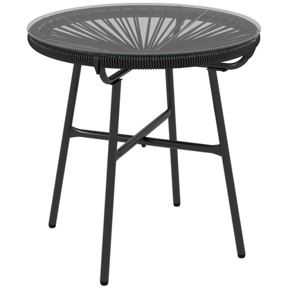 Stylish Rattan Coffee Table with Glass Top for Outdoor Living