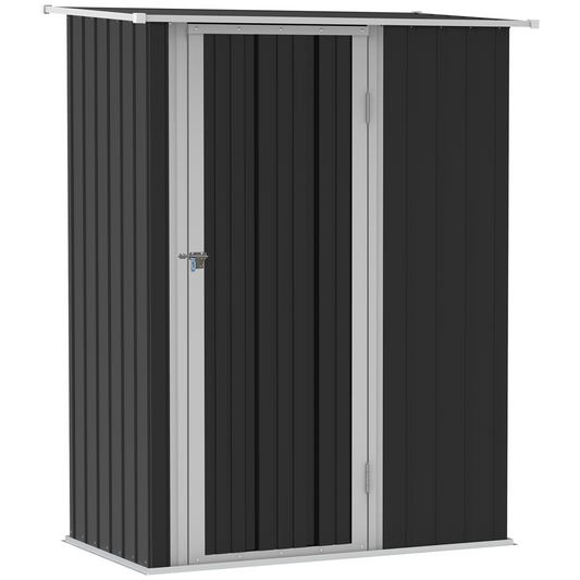 Garden Storage Shed, Sloped Roof, Lockable Door Grey, 142 x 84 x 189cm