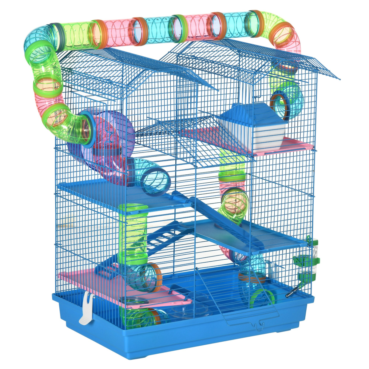 5 Tiers Hamster Cage Animal Travel Carrier Habitat W/ Accessories Pawhut