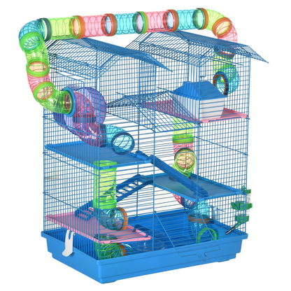 5 Tiers Hamster Cage Animal Travel Carrier Habitat W/ Accessories Pawhut