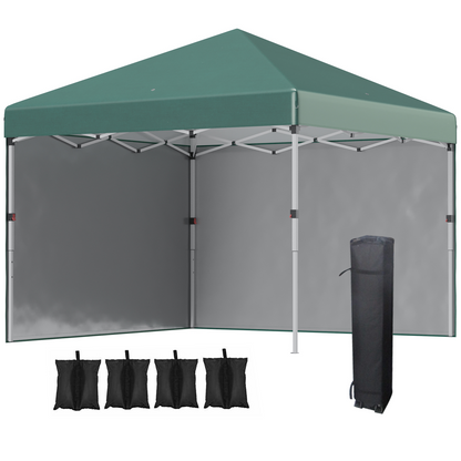 3 x 3 (M) Pop Up Gazebo Event Shelter with 2 Sidewalls, Weight Bags, Green