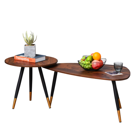 Nesting Coffee Tables Set of 2 Stackable End Tables Sofa Side Desk Home Office