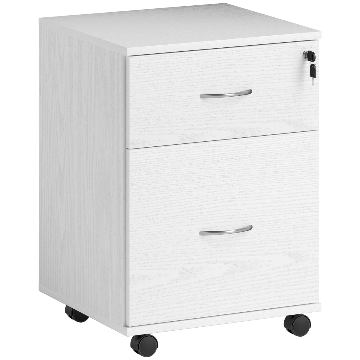 HOMCOM Pedestal Office Mobile Filing Cabinet 2 Drawer White
