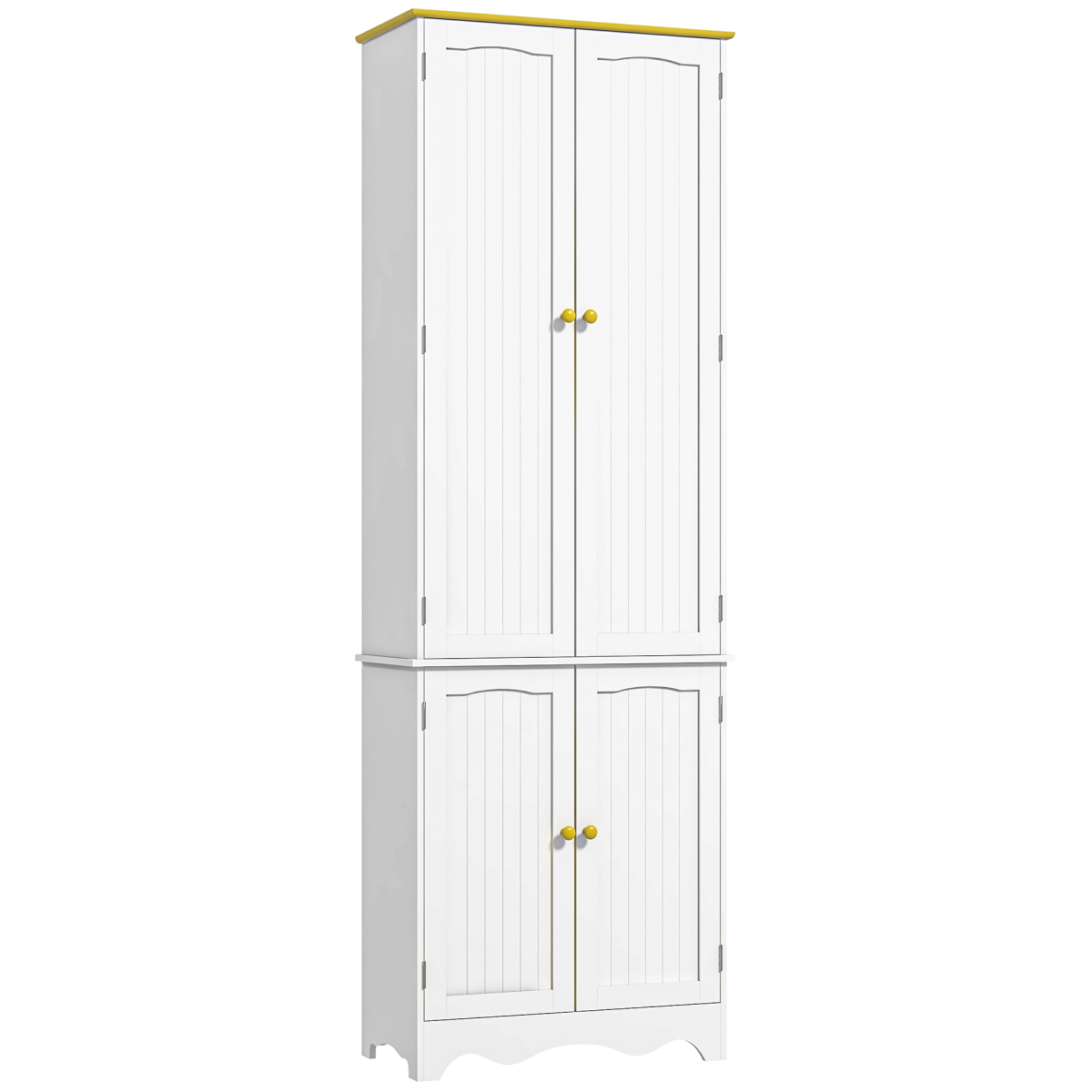 Freestanding Kitchen Cupboard 4-Door Storage Cabinet  4 Shelves, White