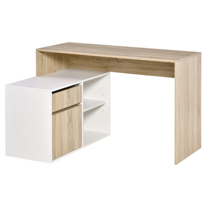 L-Shaped Corner Computer Desk  Oak and White