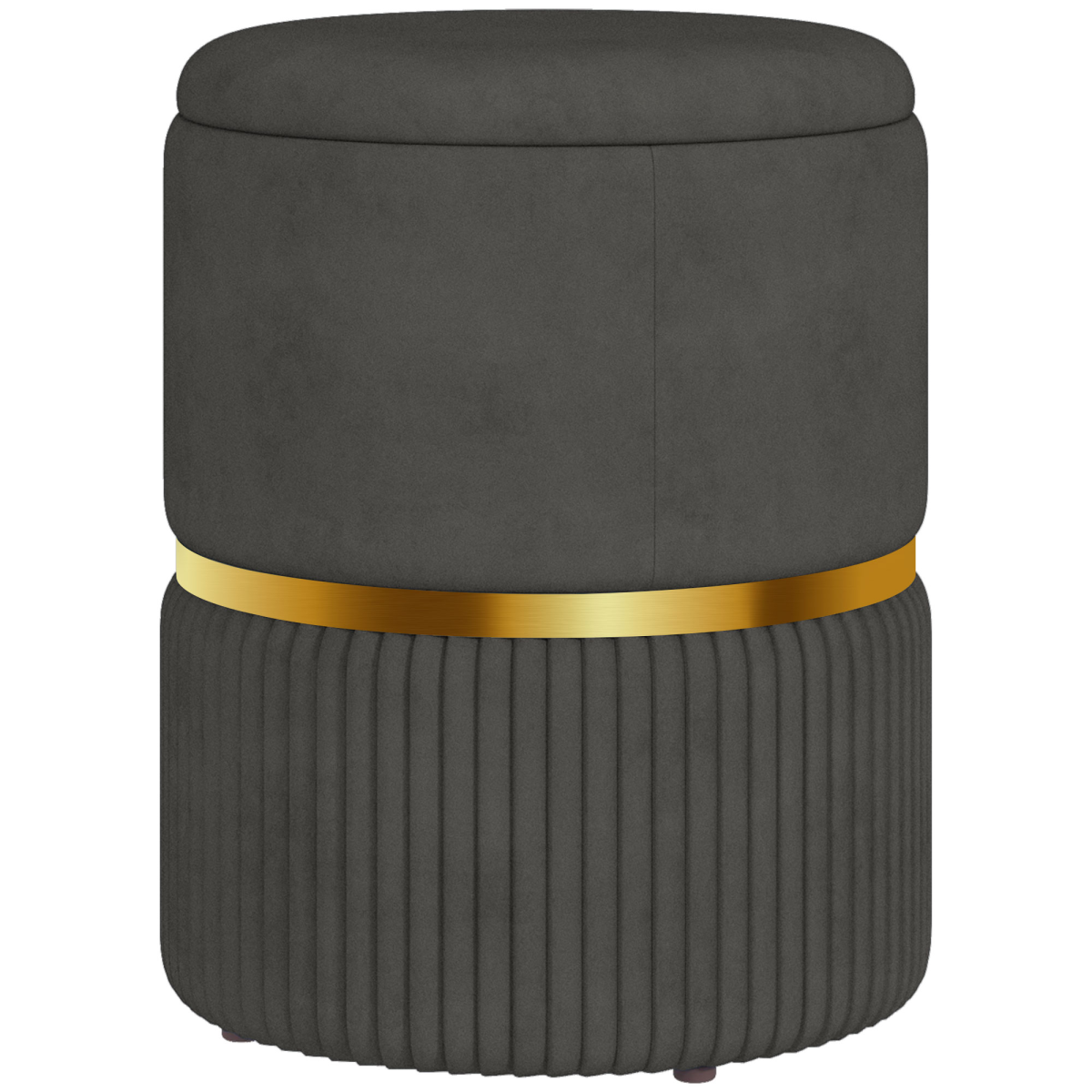 HOMCOM Round Pouffe, Storage Footstool with Cushioned Top, Hidden Space