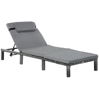 Garden Outdoor Rattan Furniture Patio Sun Lounger Recliner , Grey