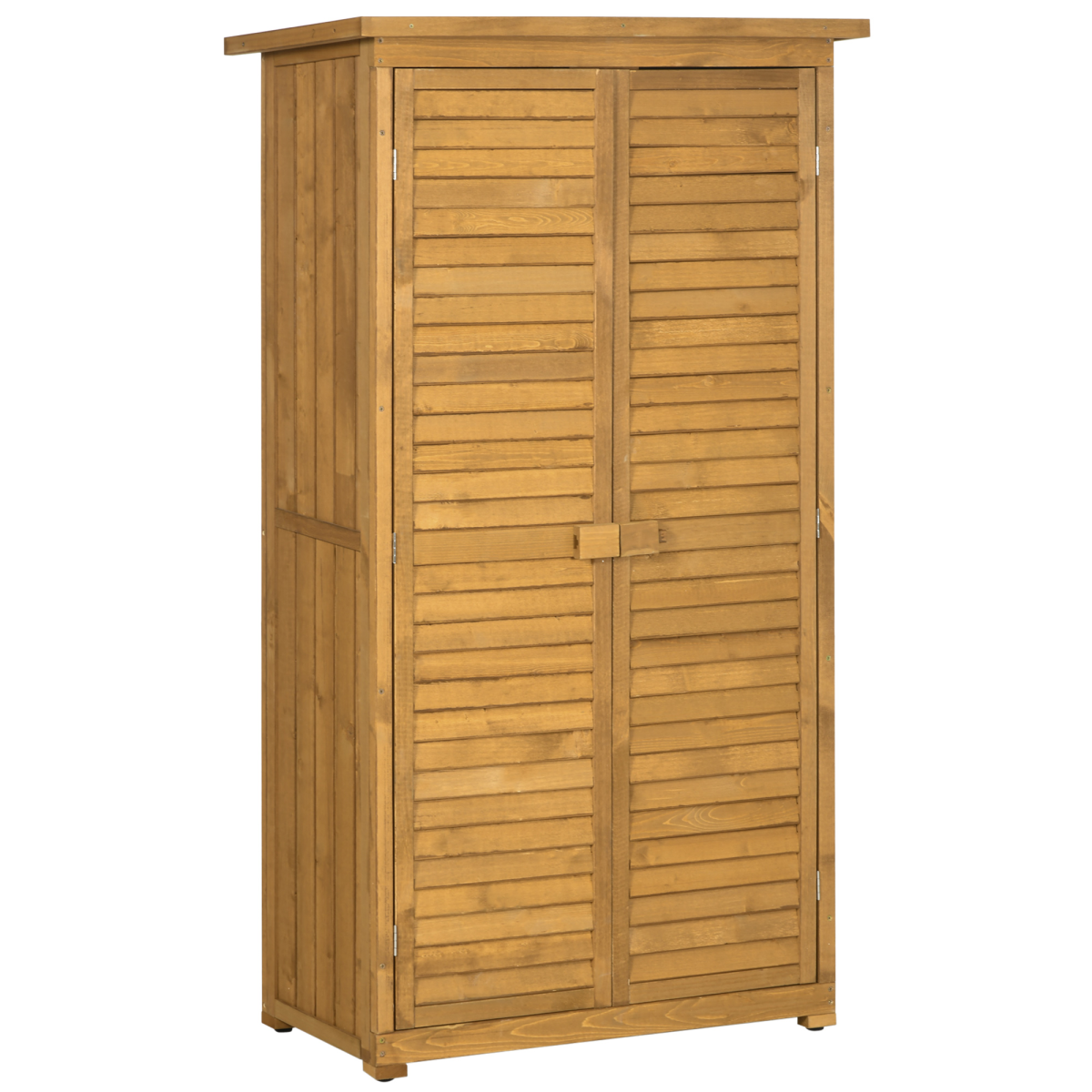Wooden Garden Storage Shed Unit with 3-Tier Shelves Tool Cabinet Organizer