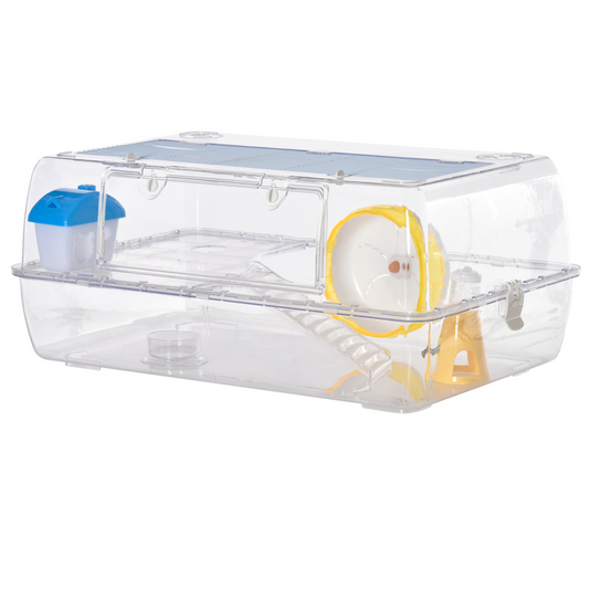 Portable 2 Storey Hamster Cage with Running Wheel Drinker Feeding Bowl Pawhut