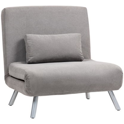 HOMCOM 2-in-1 Folding Sofa Bed with 5-level Adjustable Backrest, Grey