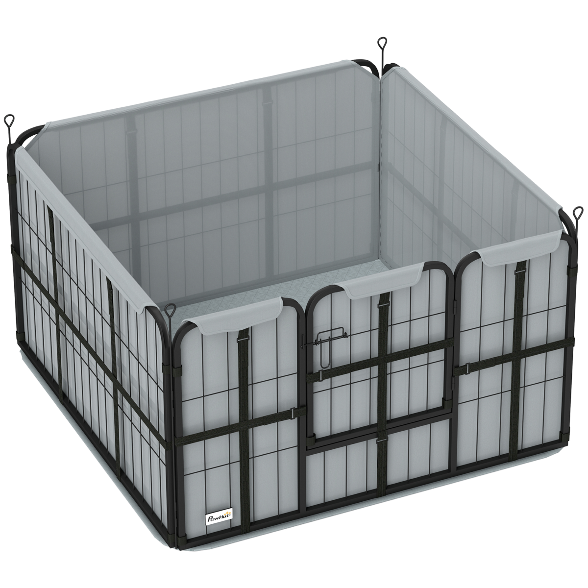 PawHut Dog Whelping Box w/ Washable Pee Pad, Windproof Cloth, Black