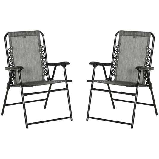 Set of 2 Patio Folding Dining Chair Set Garden Outdoor Grey