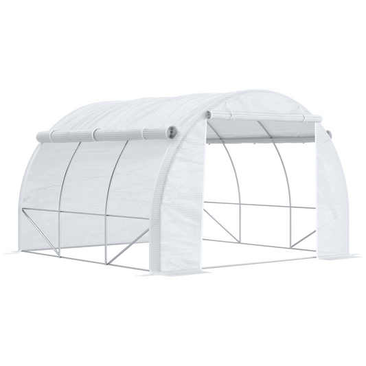 3 x 3 x 2 m Polytunnel Greenhouse Pollytunnel Tent with Steel Frame White